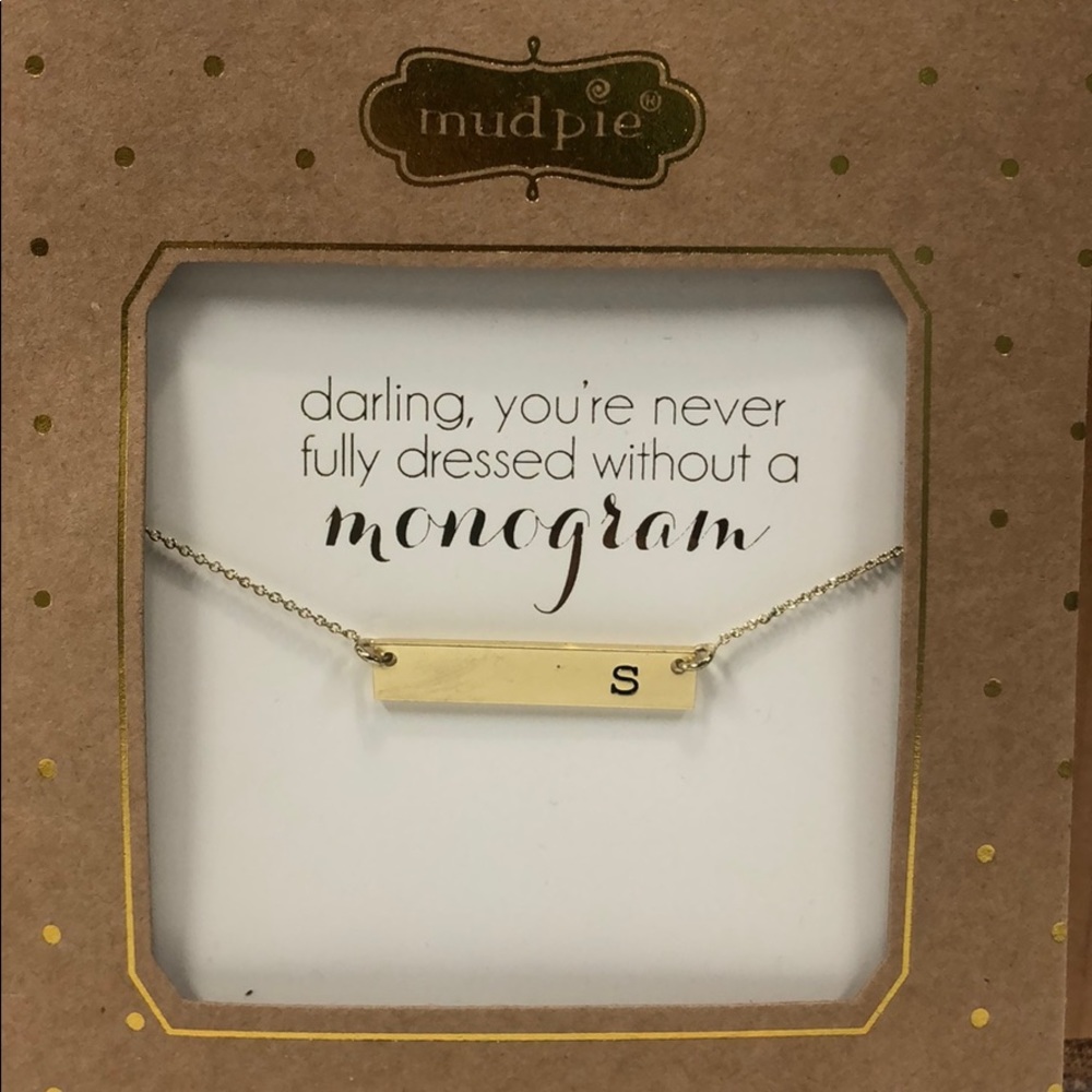 Mud Pie Chelsea Initial s Bar Necklace